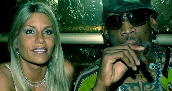 Image of Dennis Rodman with his ex-wife Michelle Moyer.