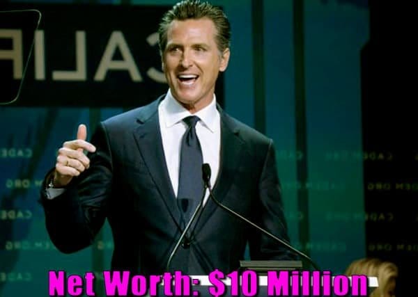 Image of Governor of California, Gavin Newsom net worth is $10 million